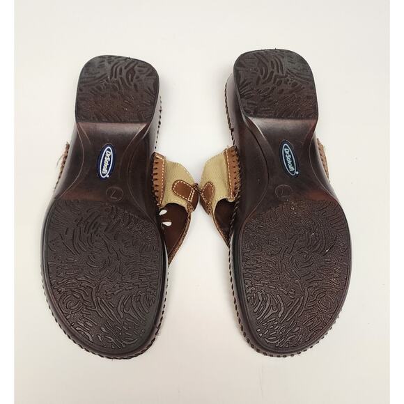 Dr. Scholls Women's Brown Leather Floral Thong Flip Flop Sandal Shoes Size US 7 - Picture 6 of 7